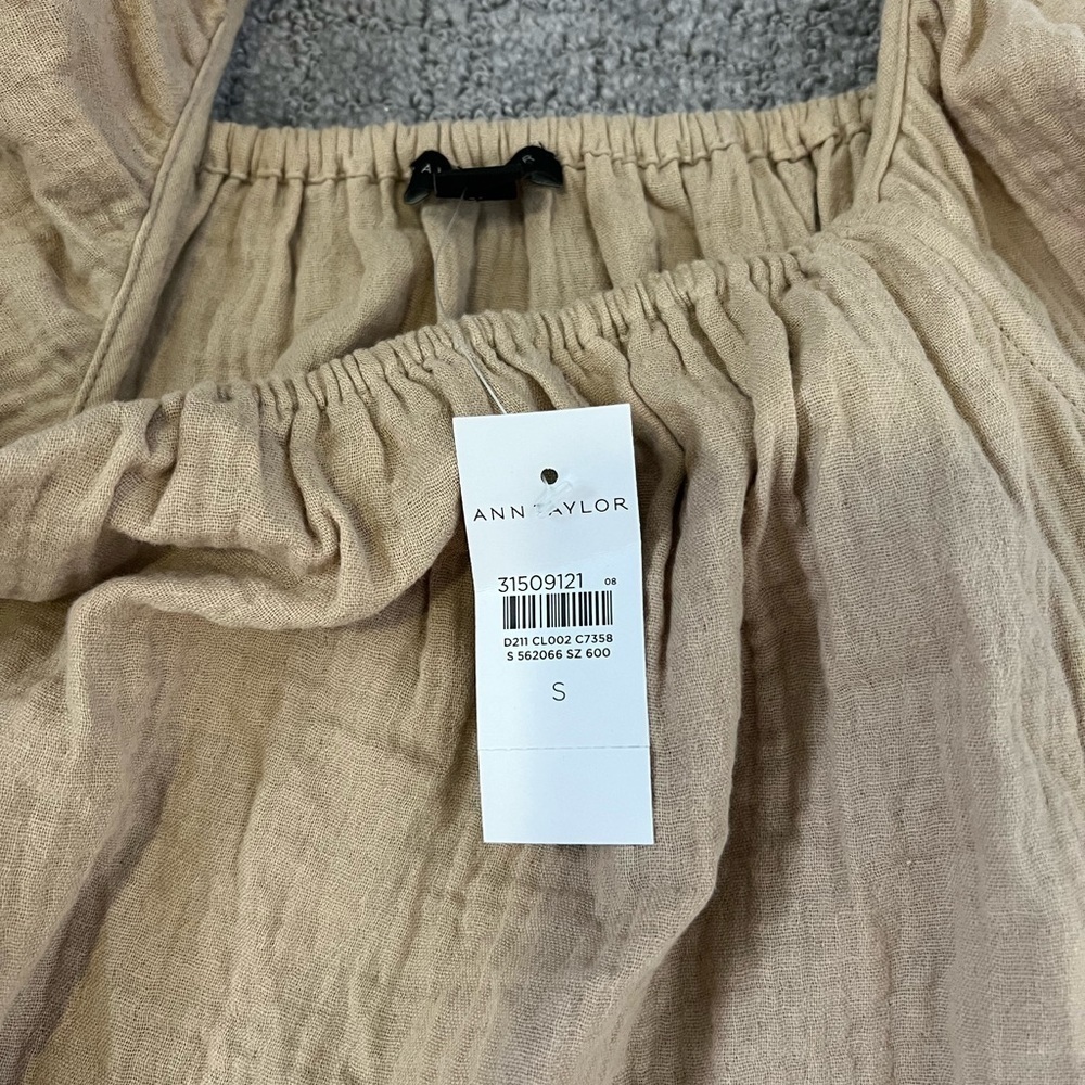 Ann Taylor Beige Ruffle Sleeve Top - Picture 3 of 4